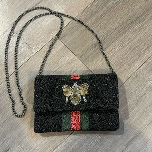 Beaded black mini bag/ clutch